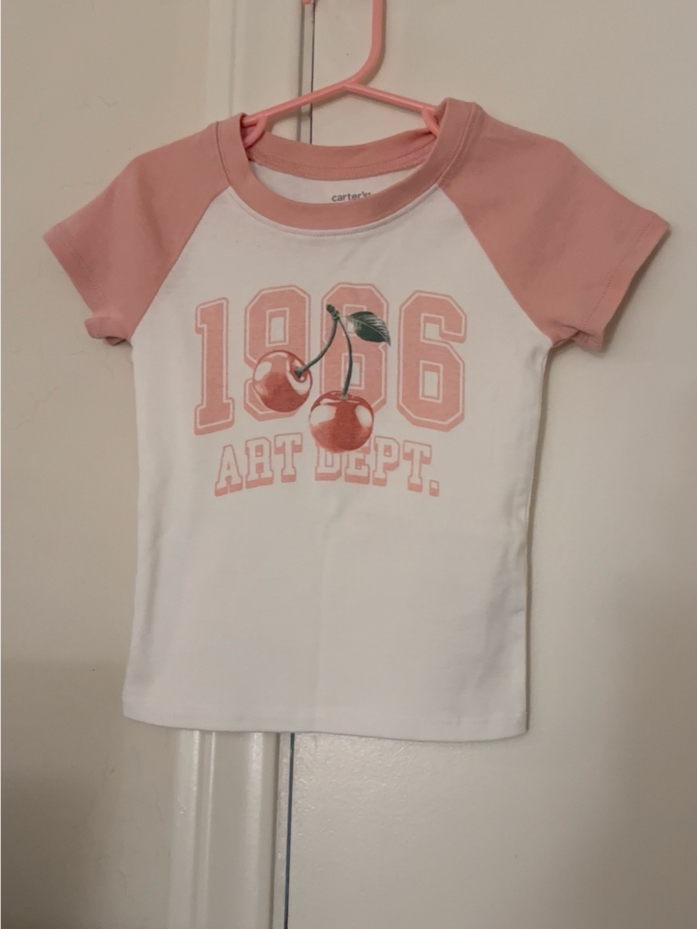 Carter's Pink and White Raglan Cherry Graphic Tee